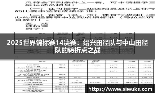 2025世界锦标赛14决赛：绍兴田径队与中山田径队的转折点之战